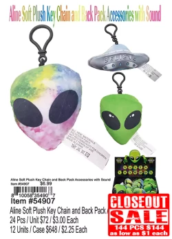 Alien Soft Plush Keychain and Backpack Accessories with Sound